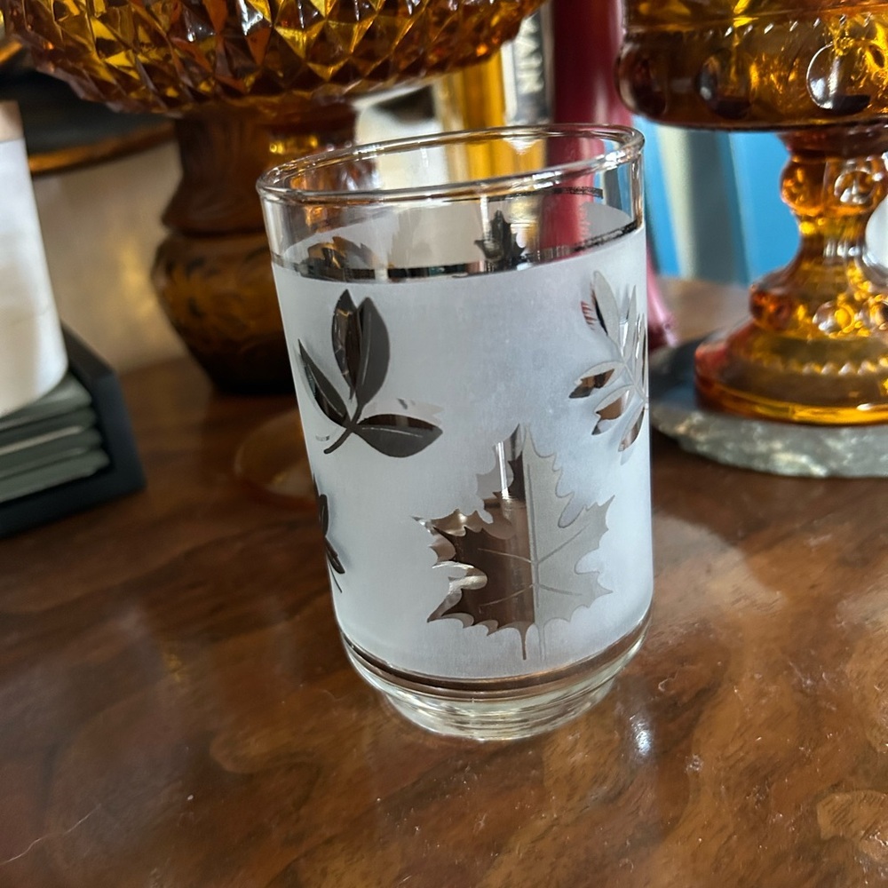 Vintage Libbey Silver Leaf Tumbler Glass
